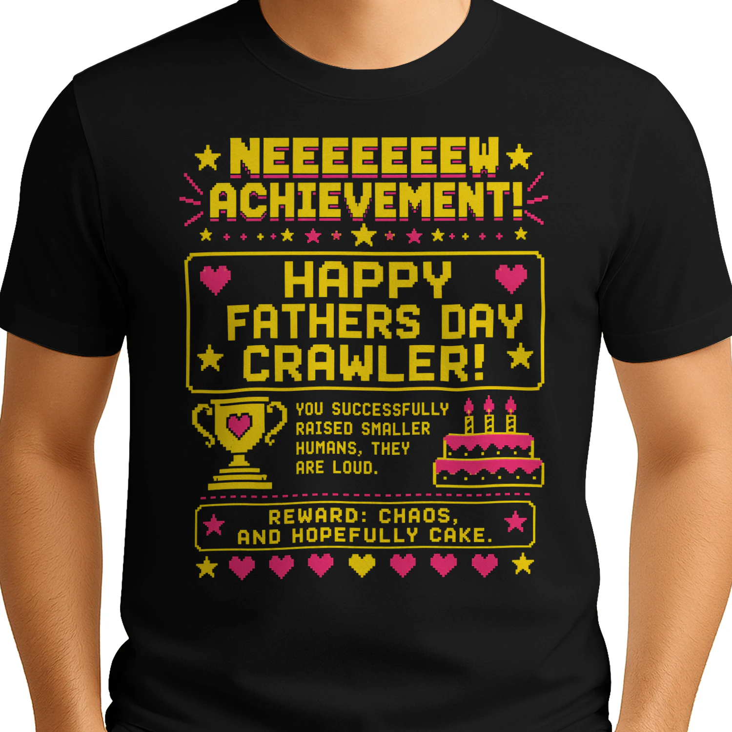 Happy Fathers Day Crawler Funny Pixel Dad Achievement - Classic Unisex T-shirt