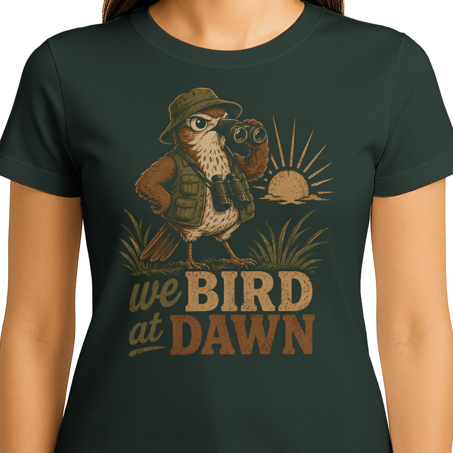 Funny Birding We Bird at Dawn Hawk Birder Nature Lover  - Classic Unisex T-shirt