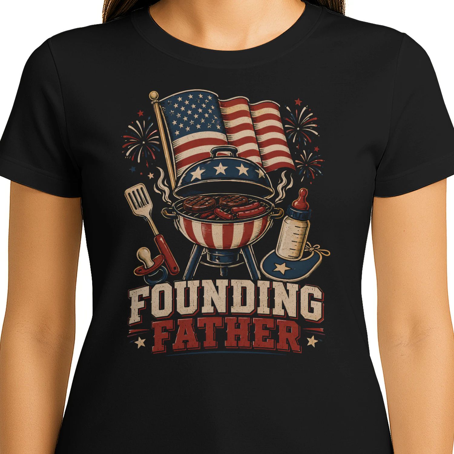 Funny New Dad Founding Father Patriotic BBQ 4th of July Dad Gift - Classic Unisex T-shirt