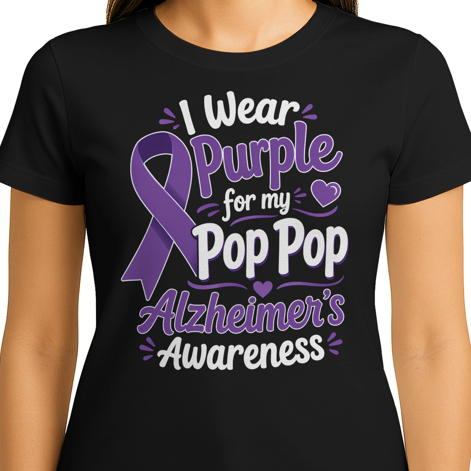 I Wear Purple for My Pop Pop Alzheimer’s Awareness - Classic Unisex T-shirt