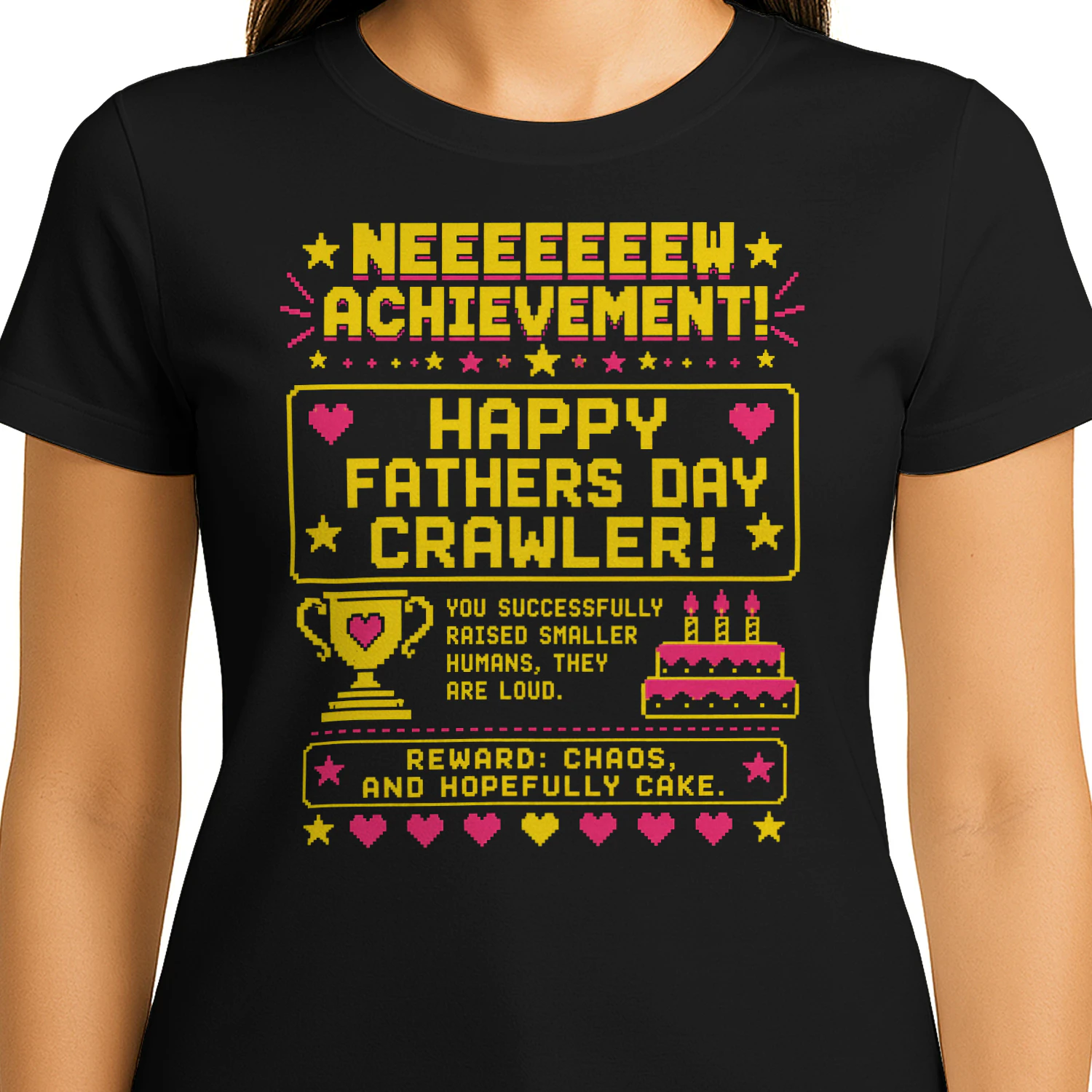 Happy Fathers Day Crawler Funny Pixel Dad Achievement - Classic Unisex T-shirt