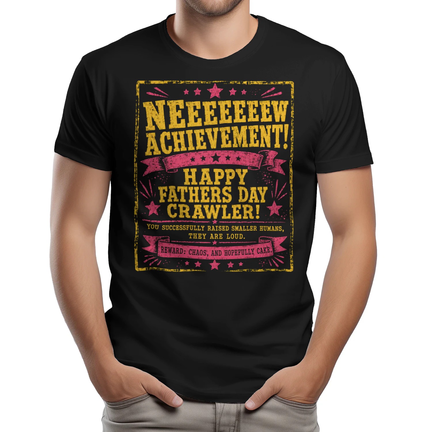 Happy Fathers Day Crawler Funny Pixel Dad Achievement - Classic Unisex T-shirt