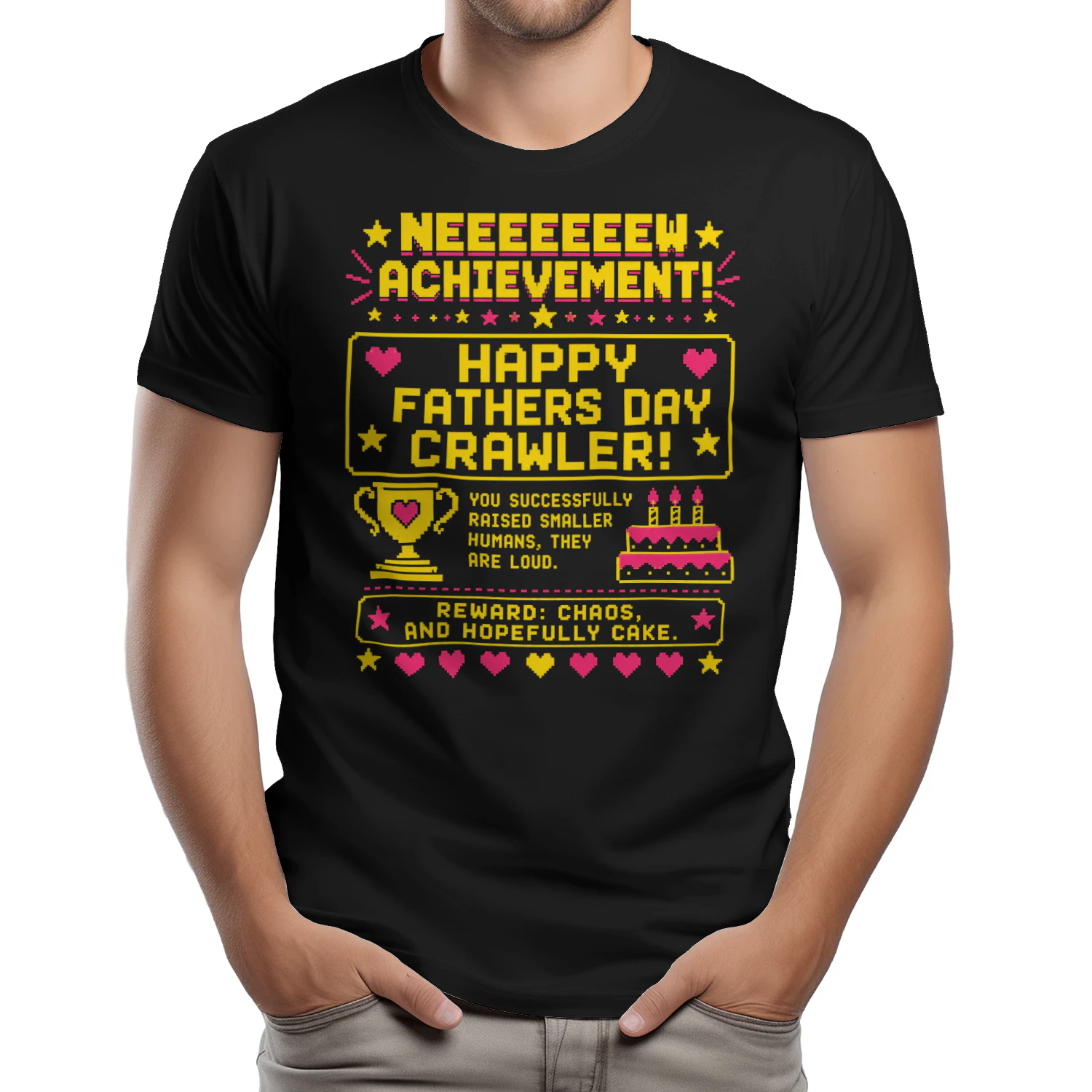 Happy Fathers Day Crawler Funny Pixel Dad Achievement - Classic Unisex T-shirt