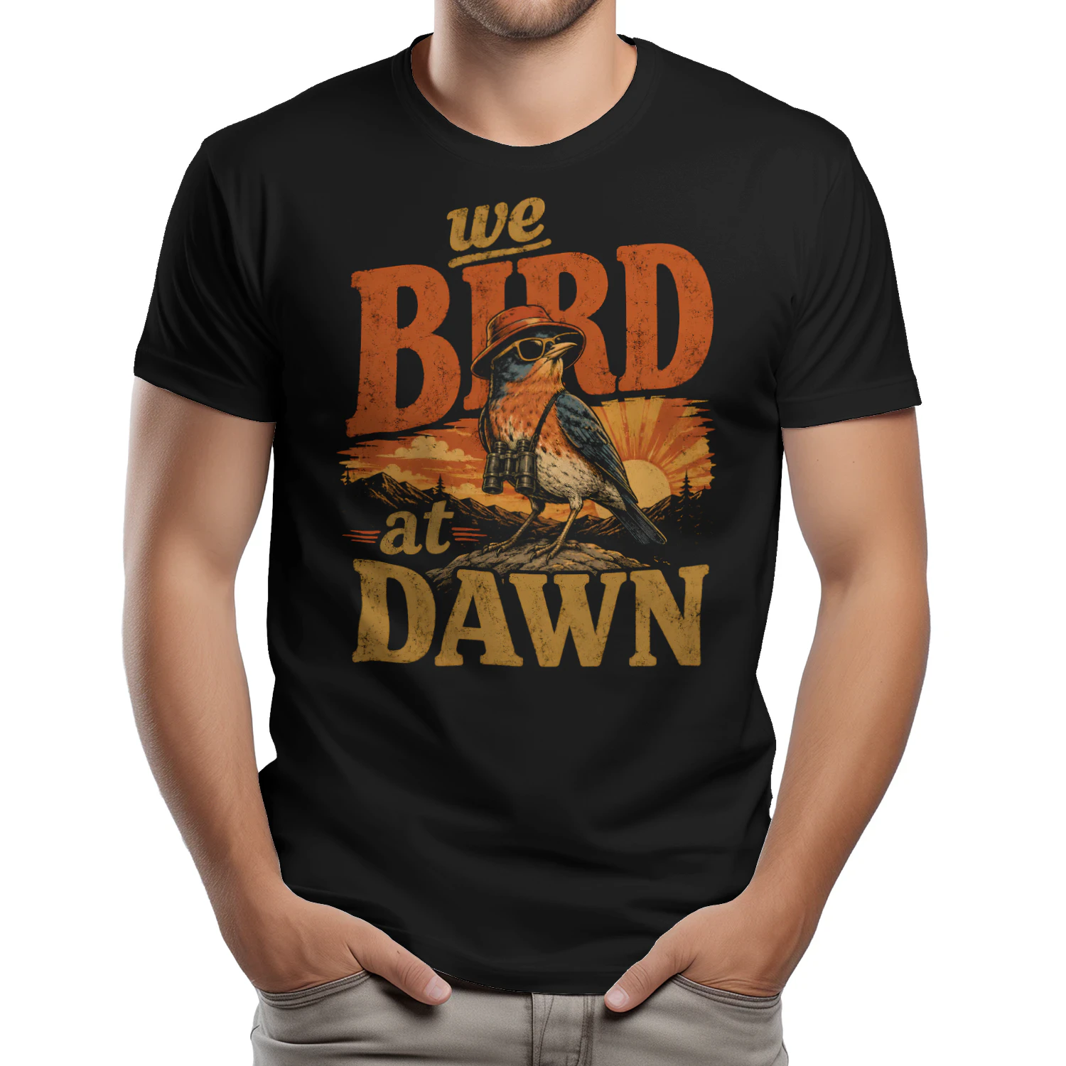 Funny Birdwatcher We Bird at Dawn Retro Birding Nature - Classic Unisex T-shirt