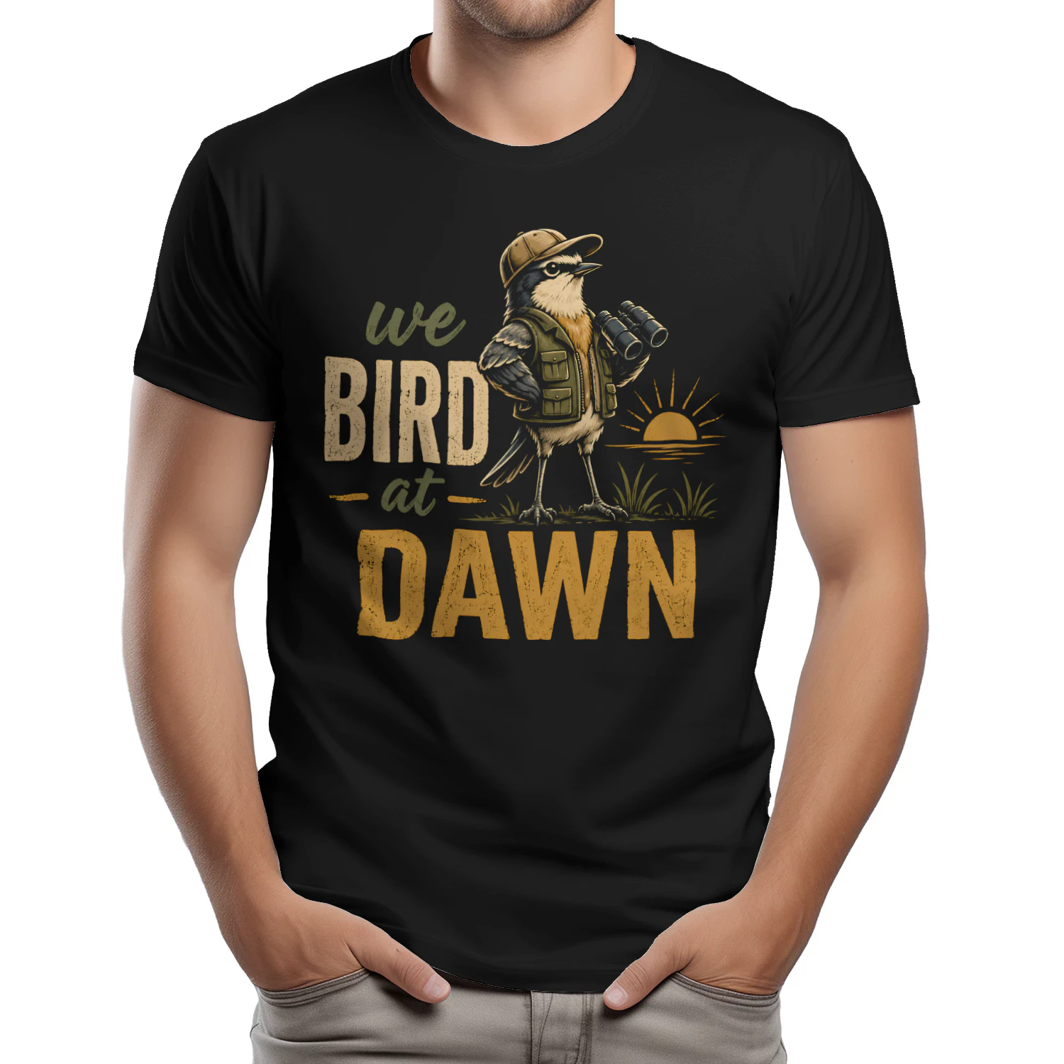 Funny Birdwatching We Bird at Dawn Birder Nature Lover - Classic Unisex T-shirt