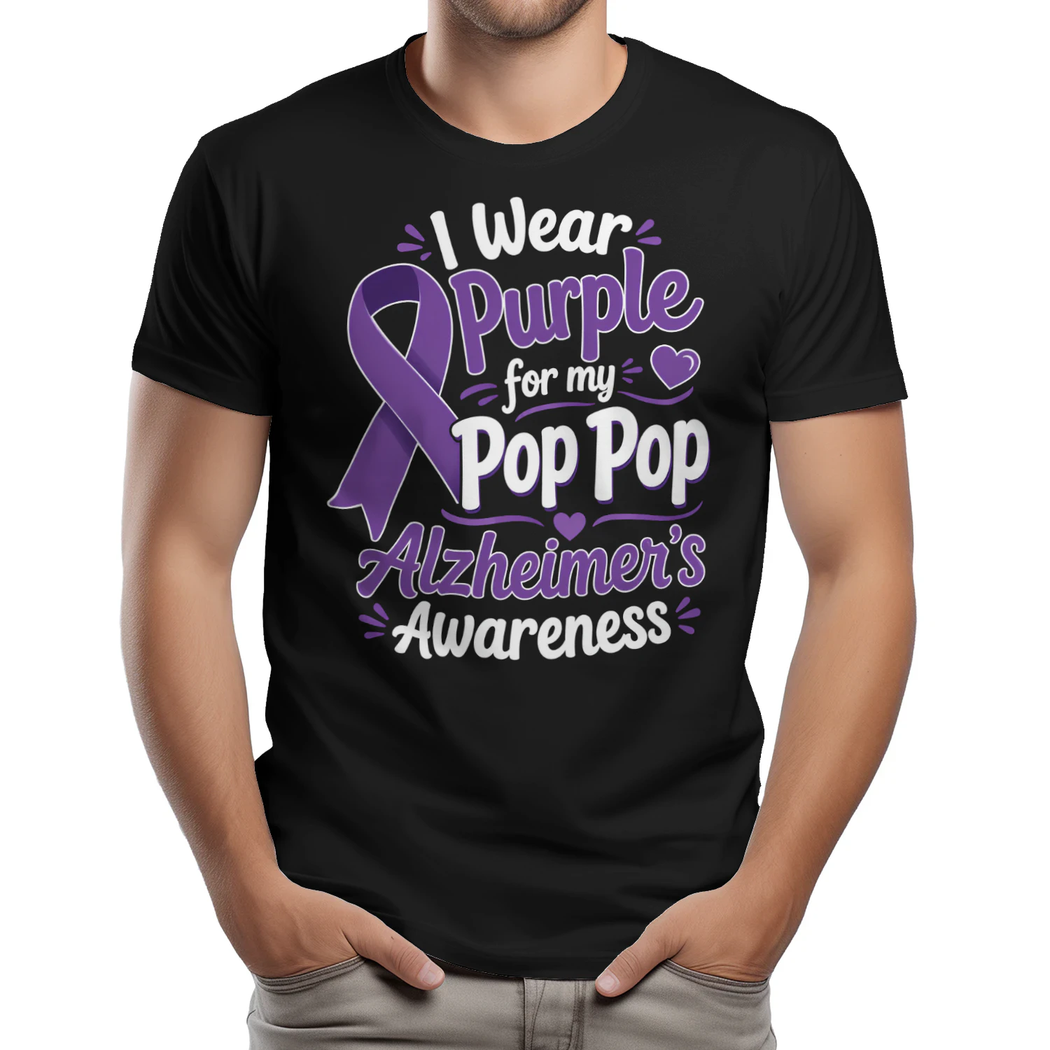 I Wear Purple for My Pop Pop Alzheimer’s Awareness - Classic Unisex T-shirt