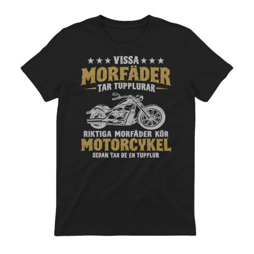 Rolig Morfar T-Shirt – Riktiga Morfäder Kör Motorcykel