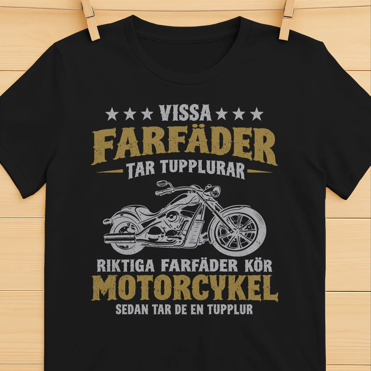 Rolig Farfar T-Shirt – Riktiga Farfäder Kör Motorcykel