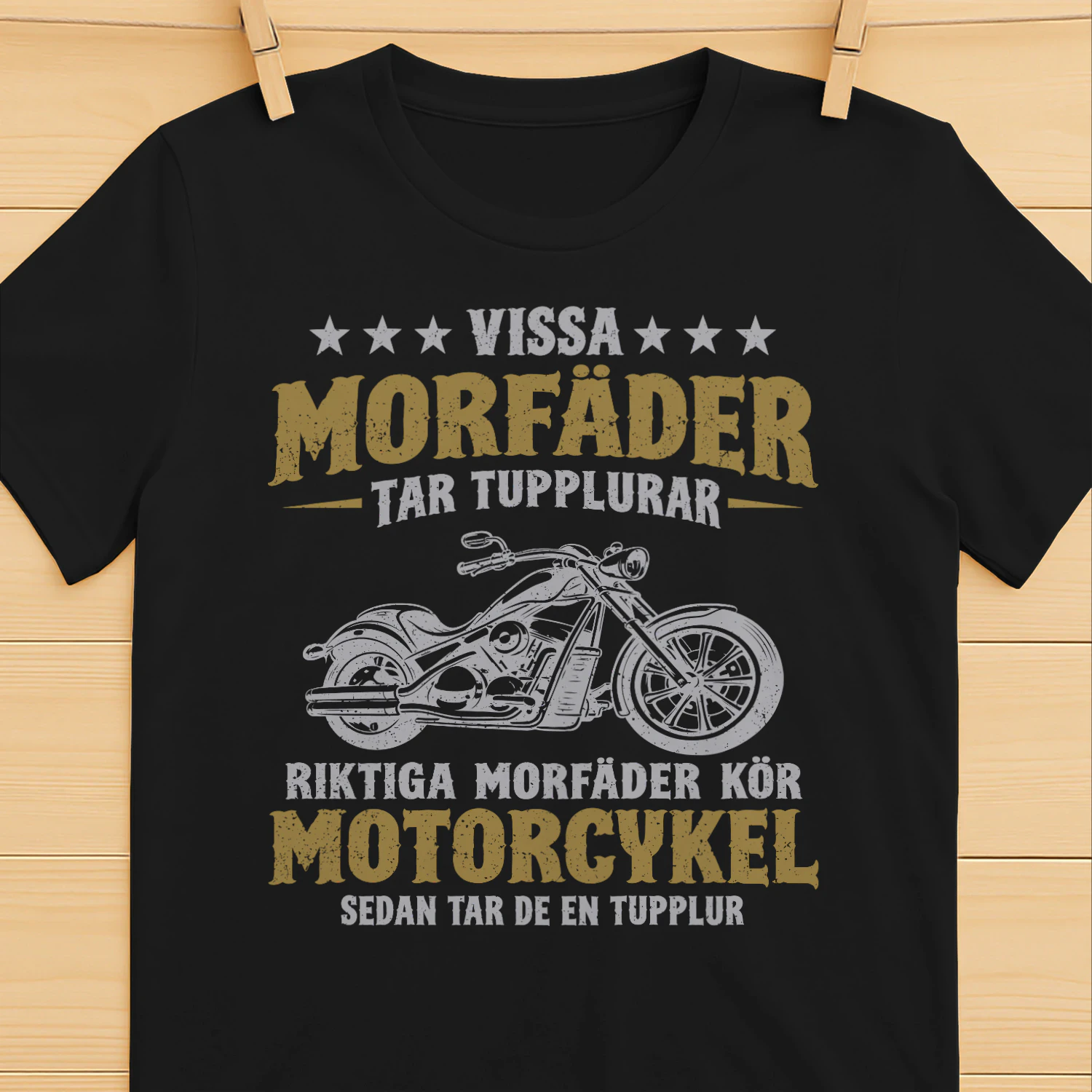 Rolig Morfar T-Shirt – Riktiga Morfäder Kör Motorcykel