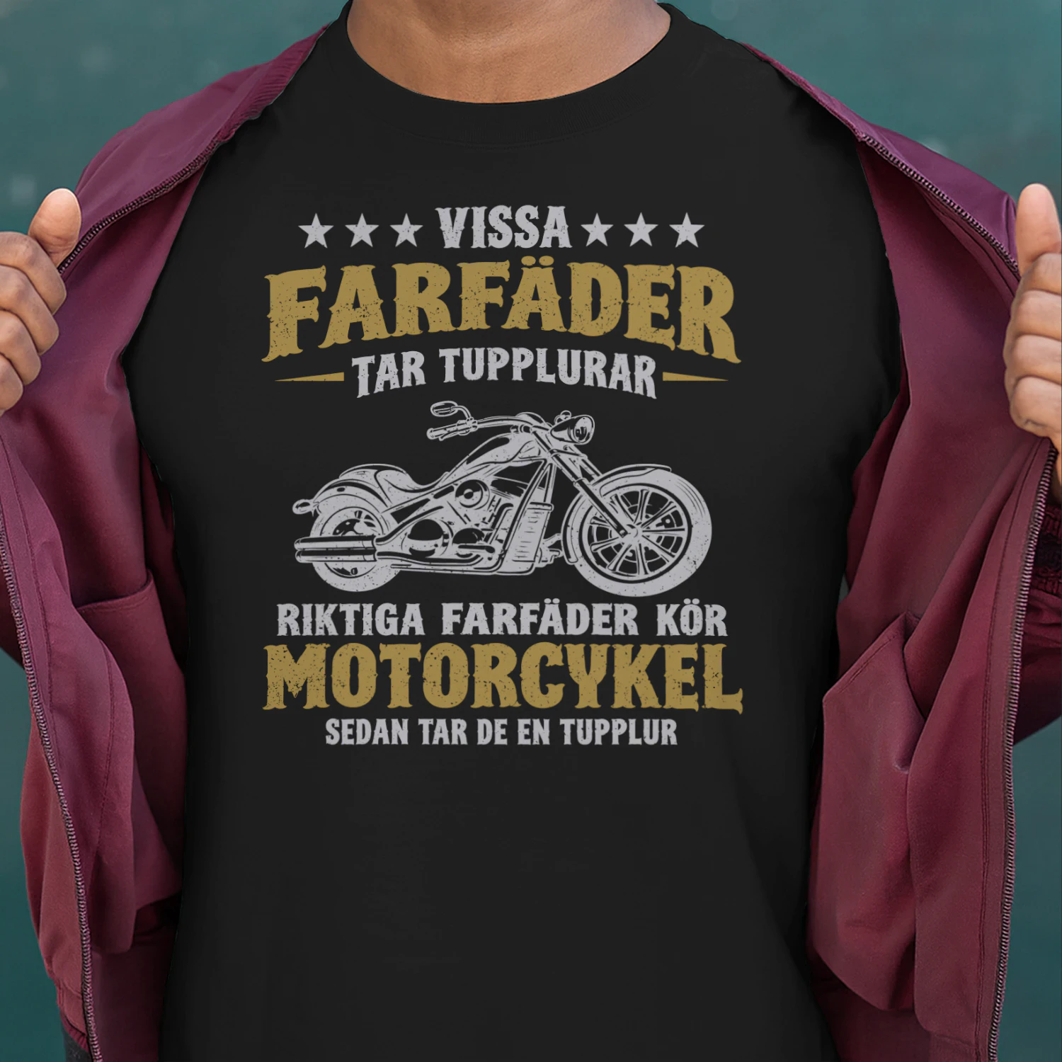 Rolig Farfar T-Shirt – Riktiga Farfäder Kör Motorcykel