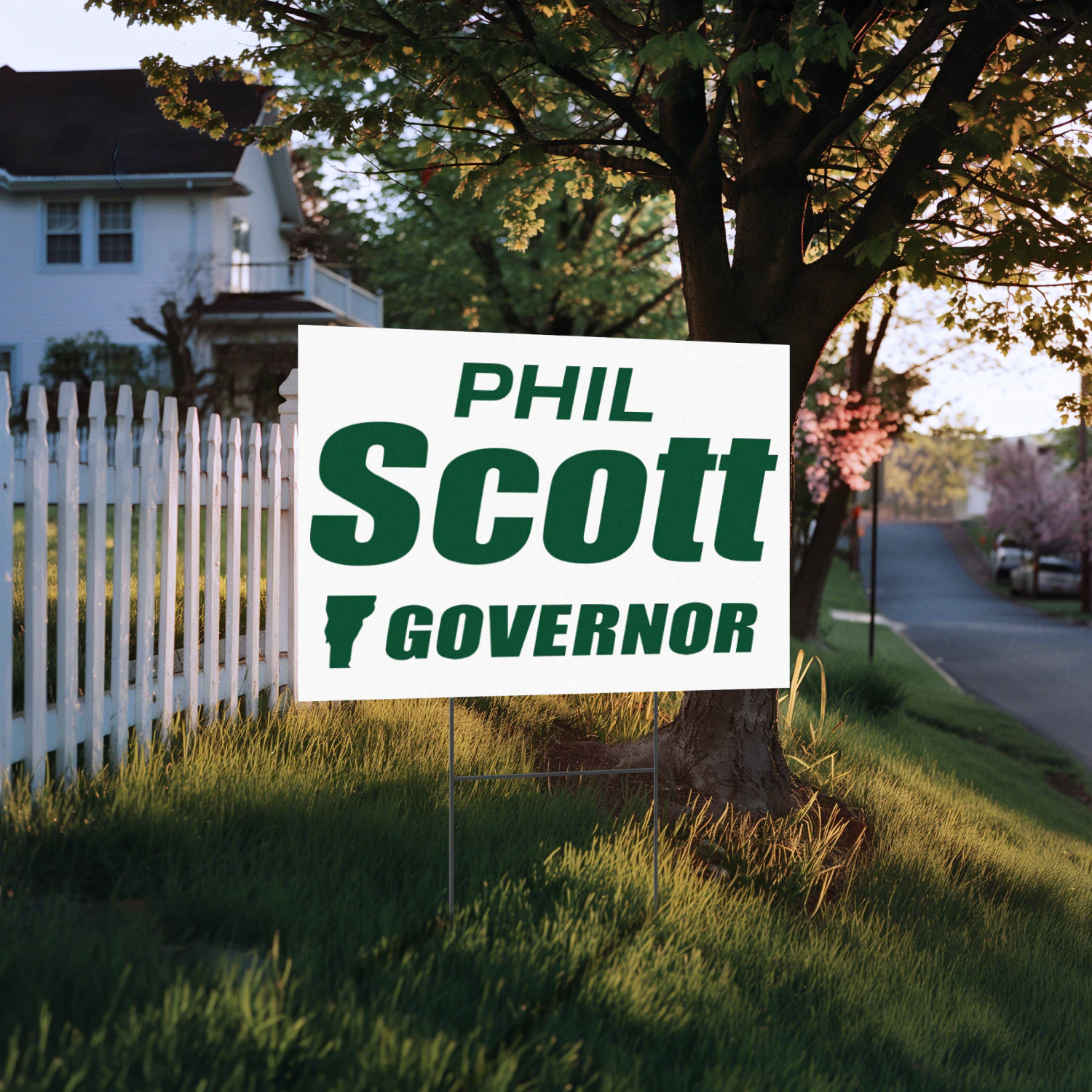 Phil Scott For Governor Yard Sign – Vermont 2026 Reelection Campaign, Amanda Janoo Race & Election