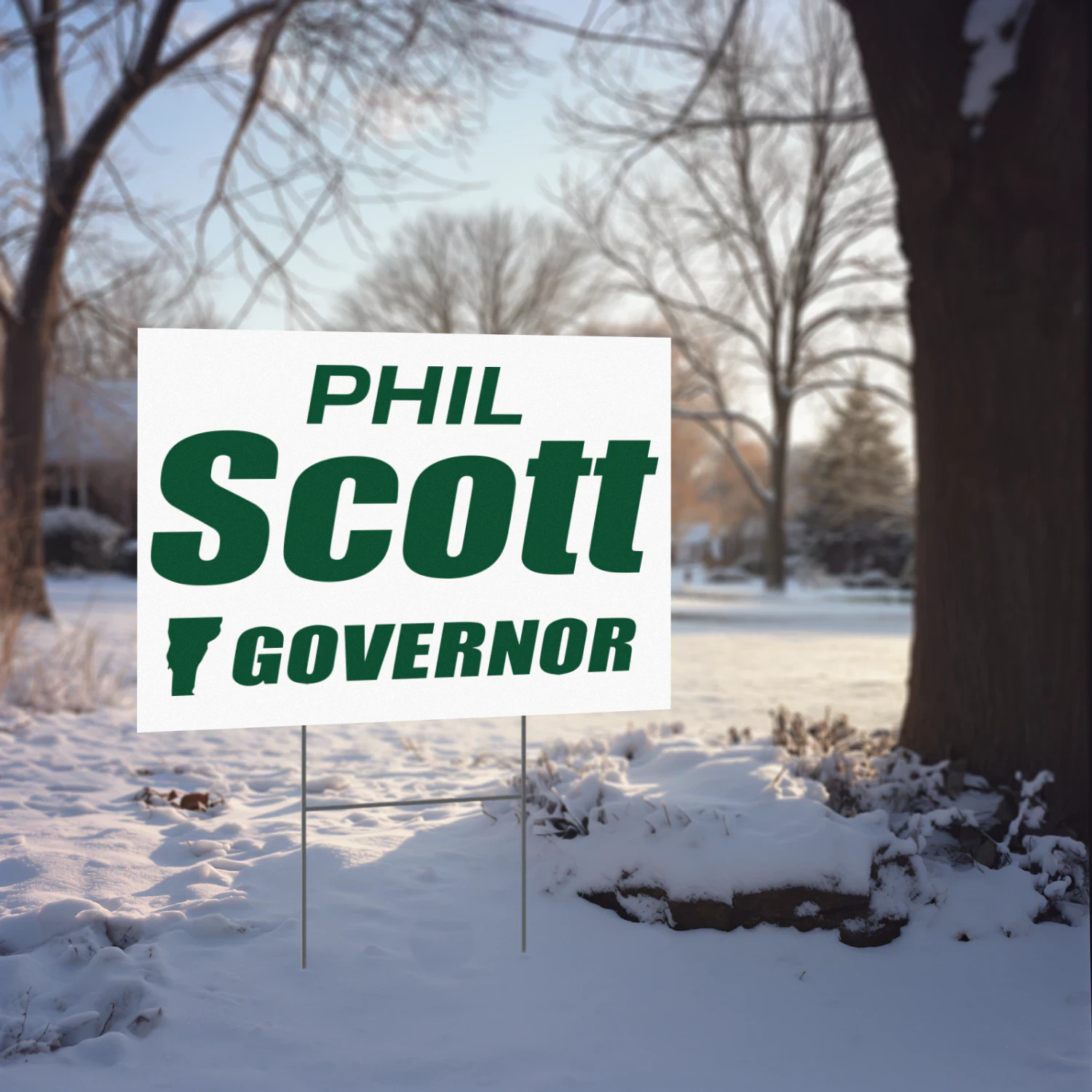 Phil Scott For Governor Yard Sign – Vermont 2026 Reelection Campaign, Amanda Janoo Race & Election