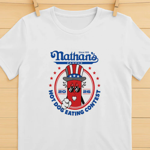 Joey Chestnut Wearing Since 1916 Nathan’s Famous Hot Dog Contest 2026 Shirt
