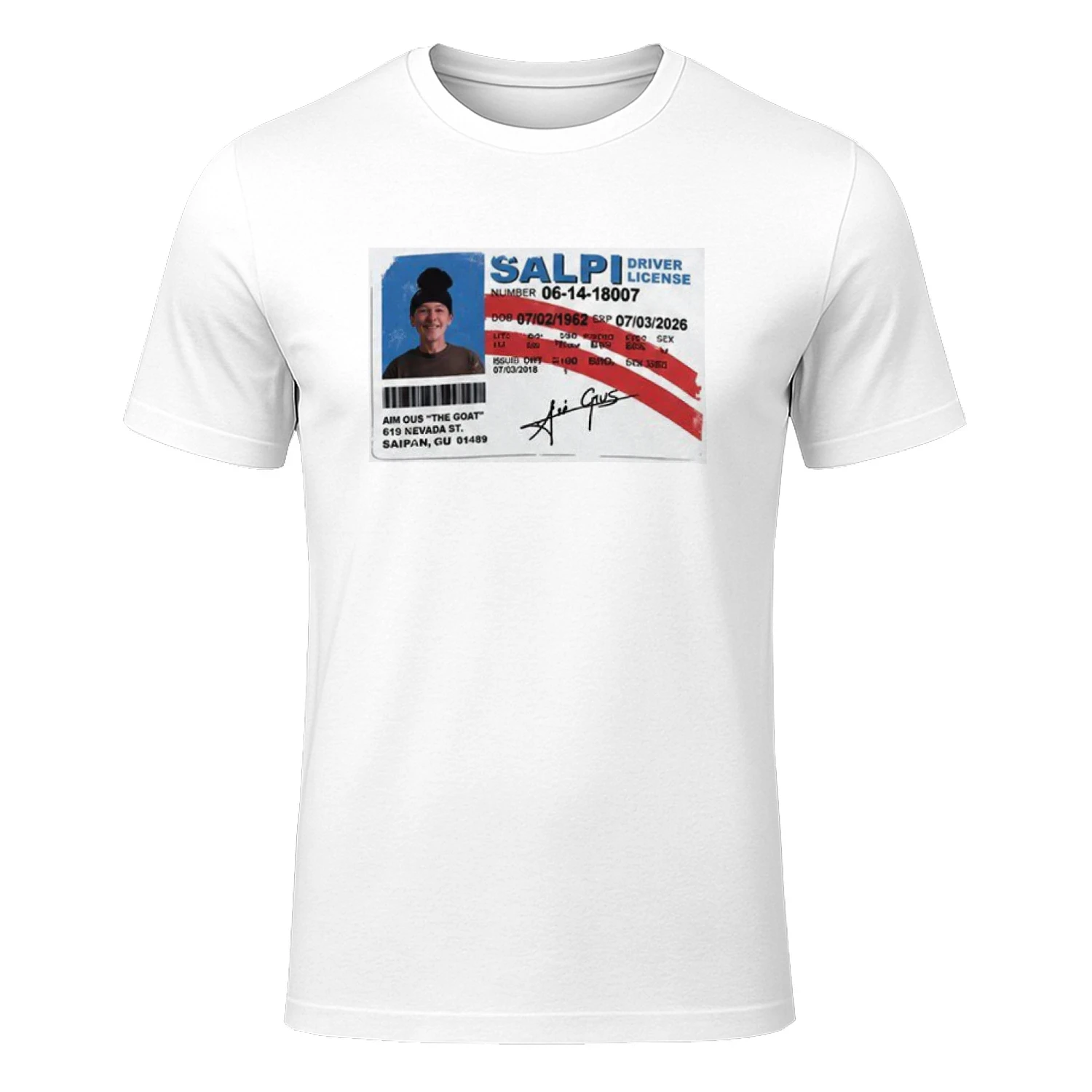 The GOAT Salpi Driver's License Shirt