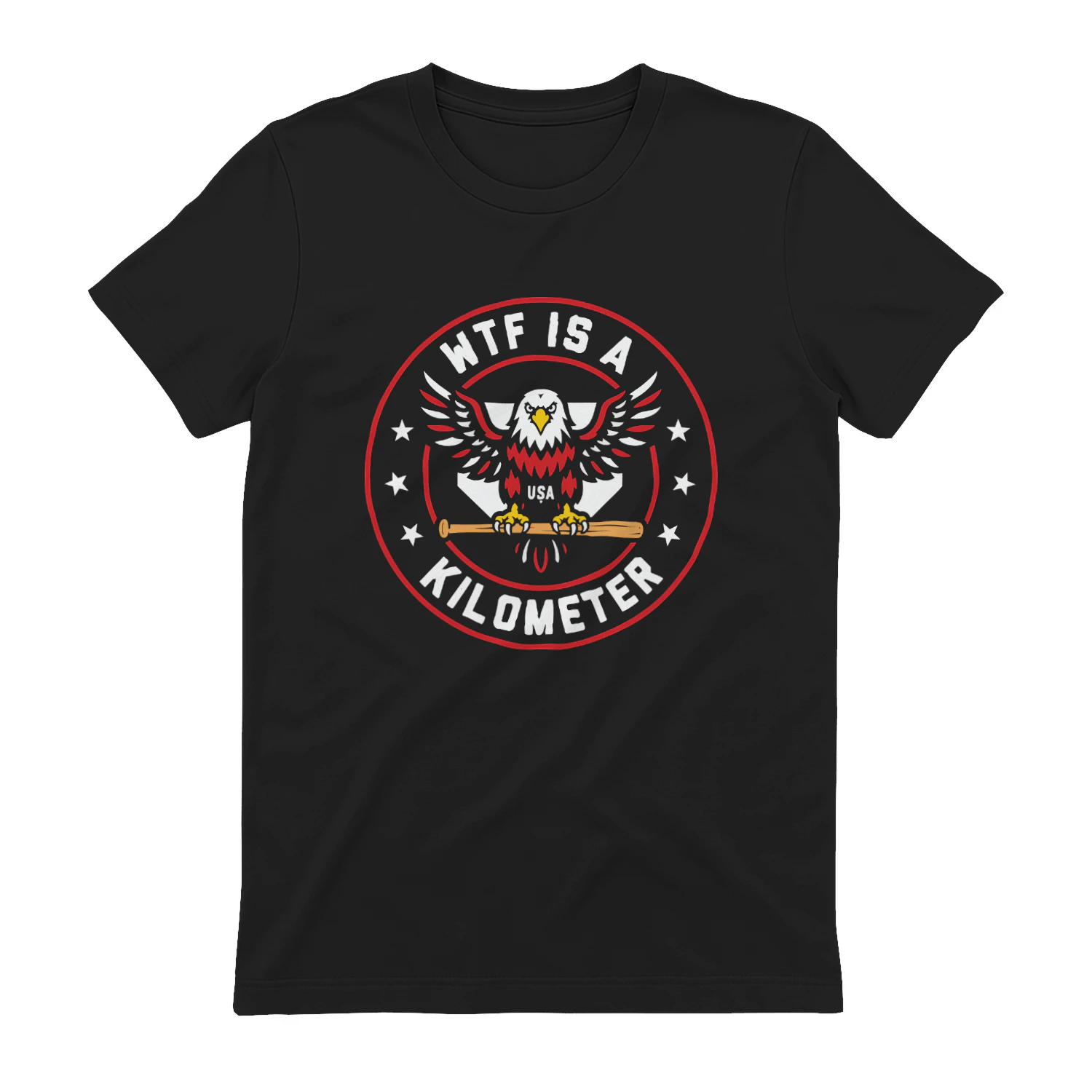 WTF Kilometer Patriotic American Eagle Baseball USA Flag Shirt