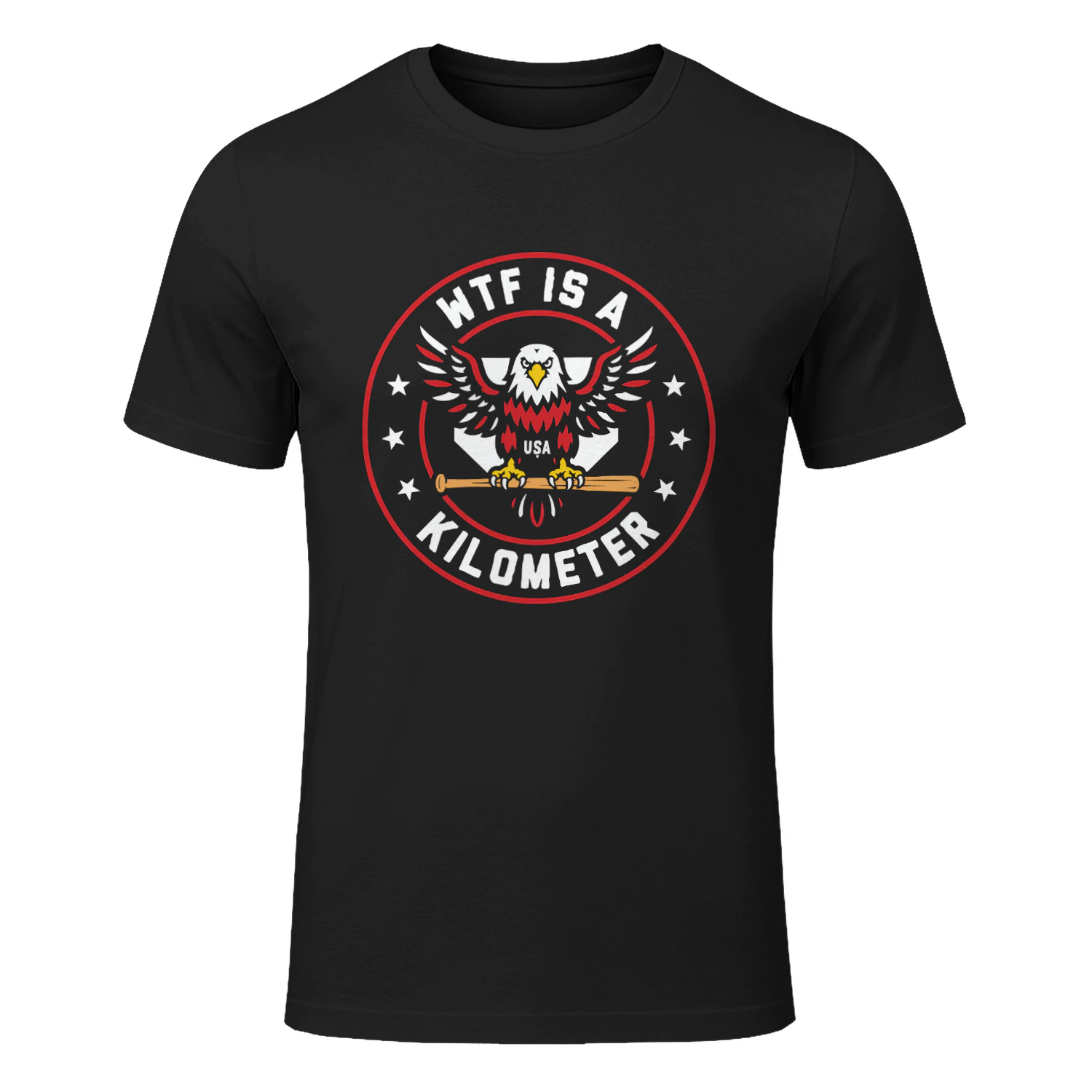WTF Kilometer Patriotic American Eagle Baseball USA Flag Shirt