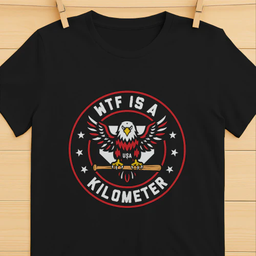 WTF Kilometer Patriotic American Eagle Baseball USA Flag Shirt
