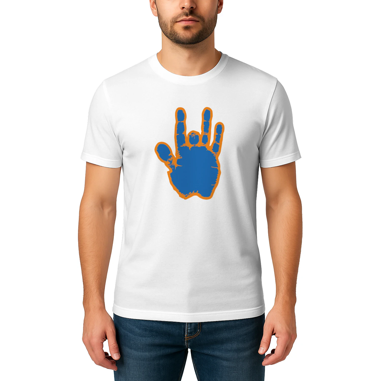 Jerry Garcia Blue & Orange Hand Shirt