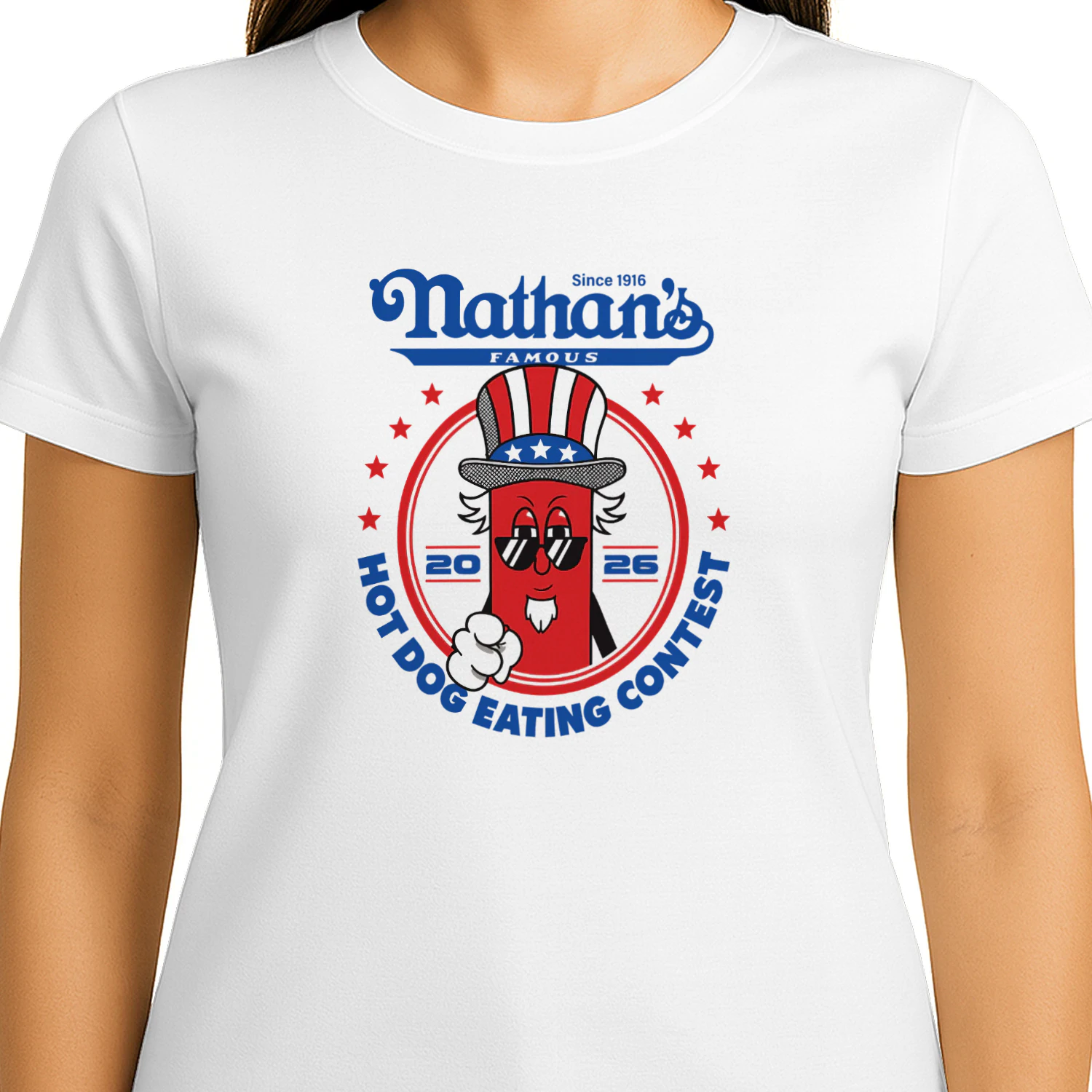 Joey Chestnut Wearing Since 1916 Nathan’s Famous Hot Dog Contest 2026 Shirt