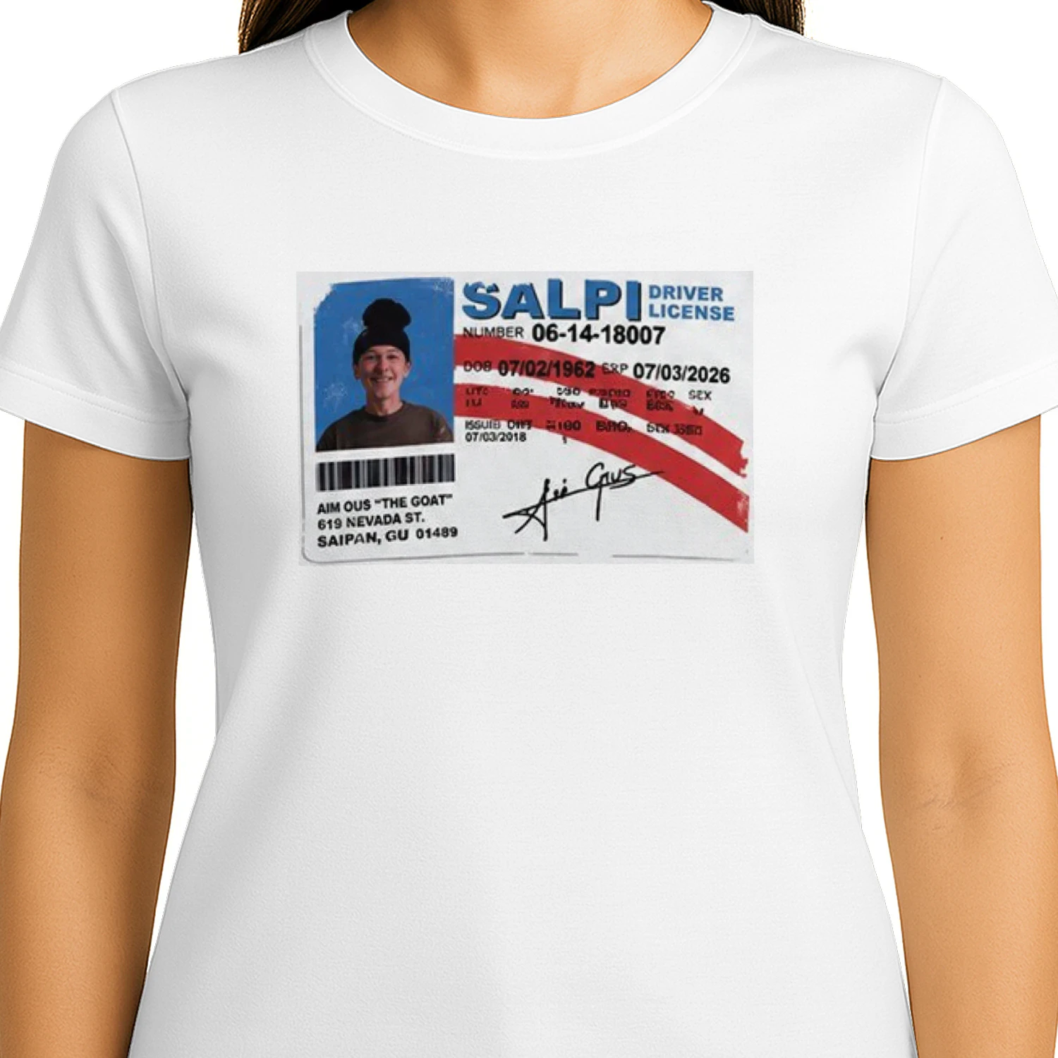 The GOAT Salpi Driver's License Shirt