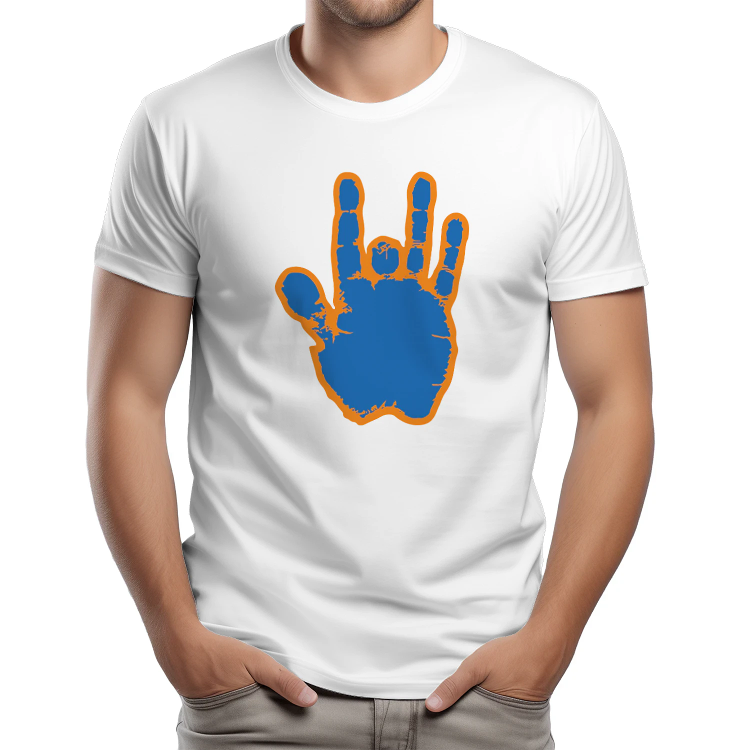 Jerry Garcia Blue & Orange Hand Shirt