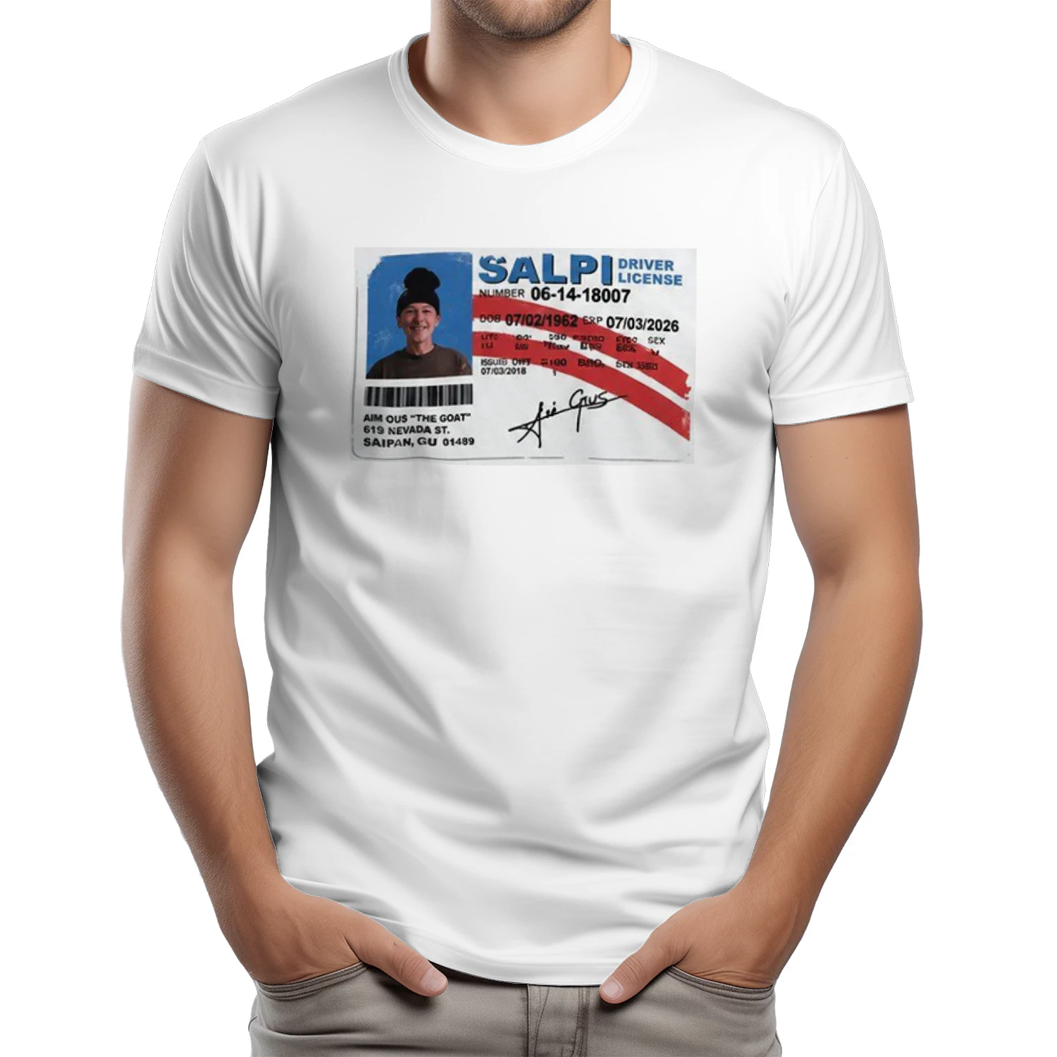 The GOAT Salpi Driver's License Shirt