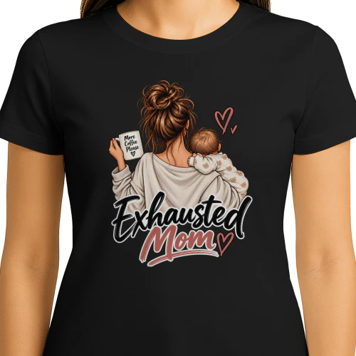 Exhausted Mom Coffee Cuddle Sticker (1)