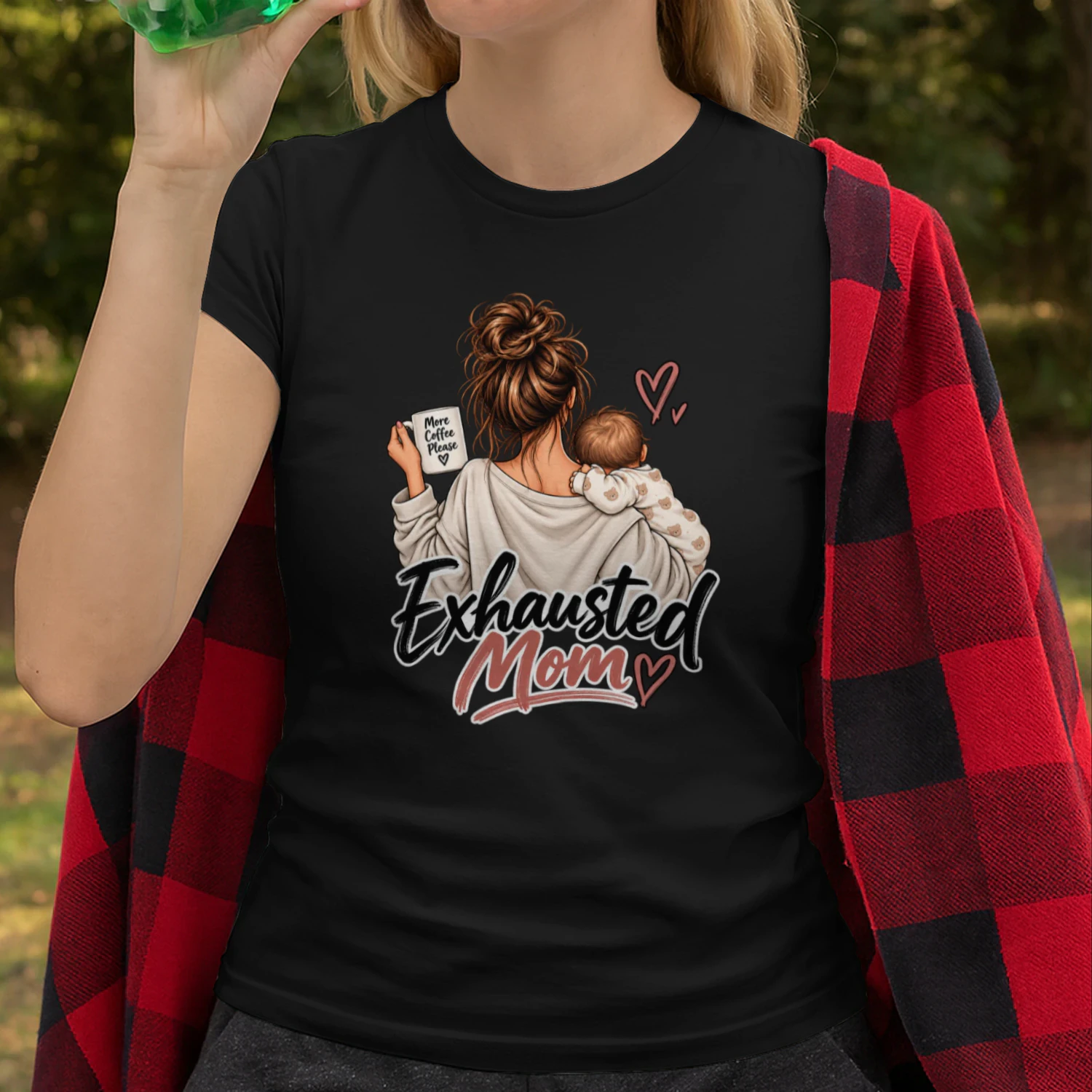 Exhausted Mom Coffee Cuddle Sticker (1)