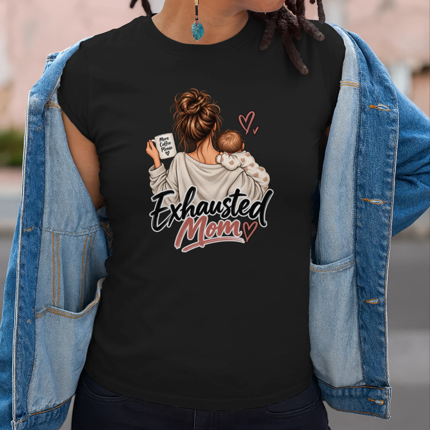 Exhausted Mom Coffee Cuddle Sticker (1)