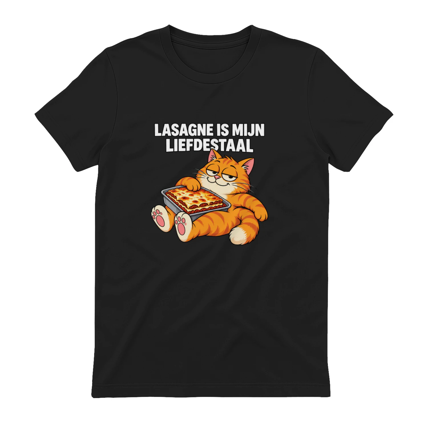 Lasagne är mitt kärleksspråk – T-shirt med kattmotiv