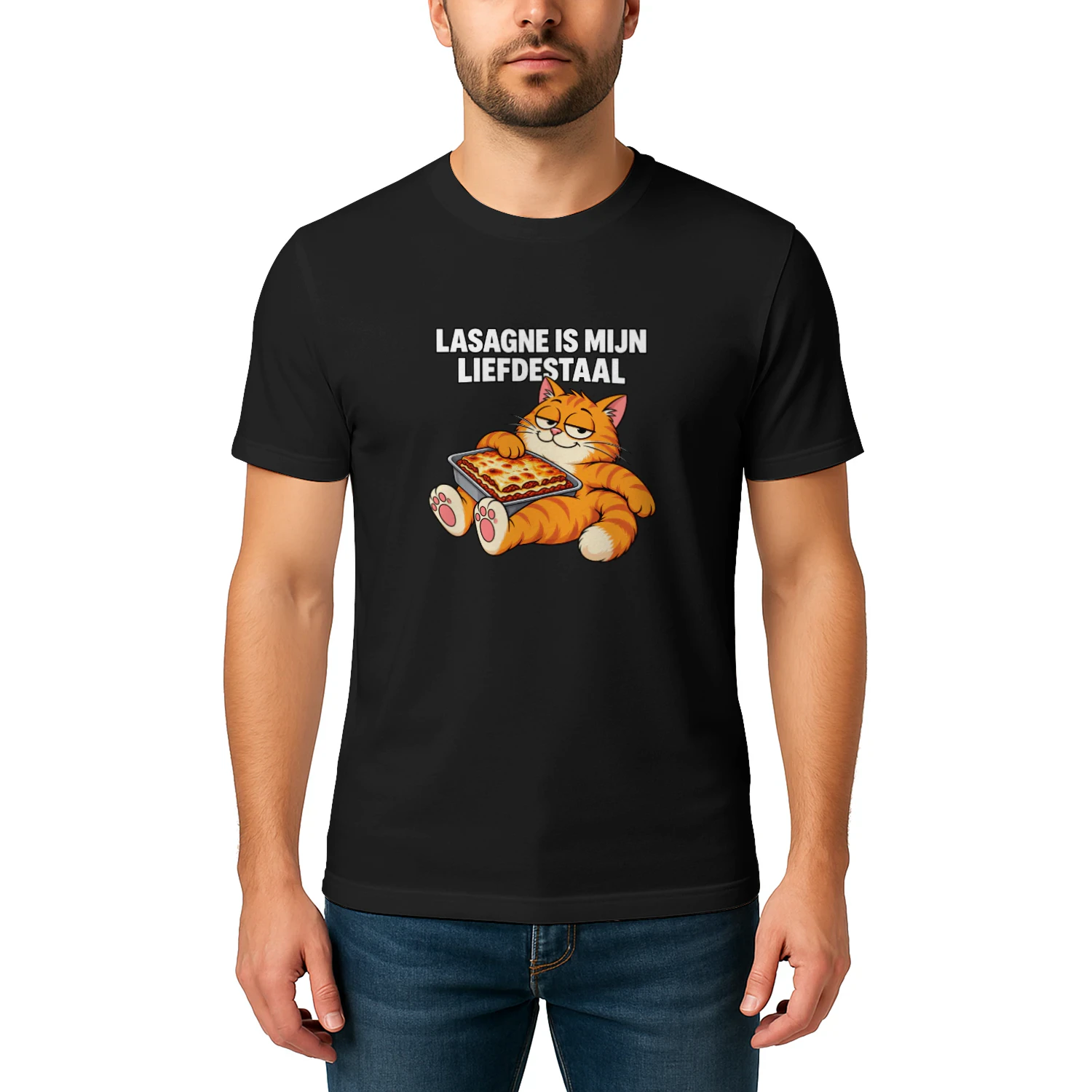 Lasagne är mitt kärleksspråk – T-shirt med kattmotiv