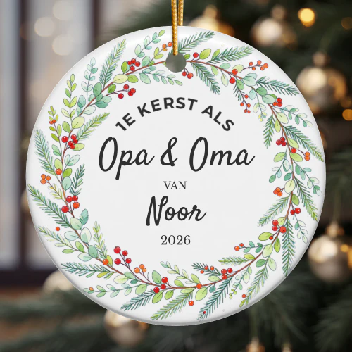 1e kerst als opa en oma - Gepersonaliseerde kerstbal