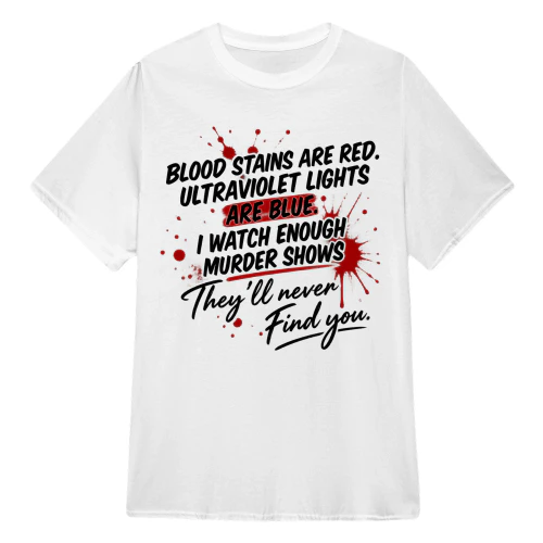 blood stains are red ultraviolet lights are blue
