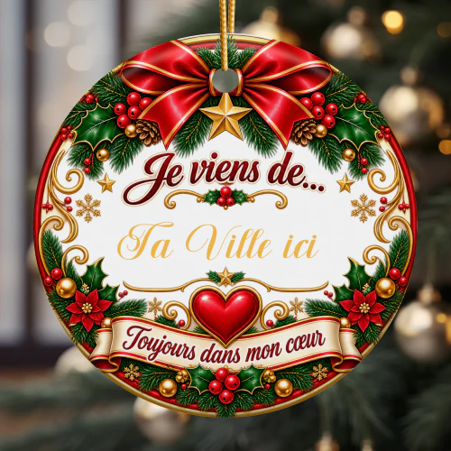 Ornement de Noël Cœur Personnalisé – Ville Natale Pied-Noir | "Je viens de...