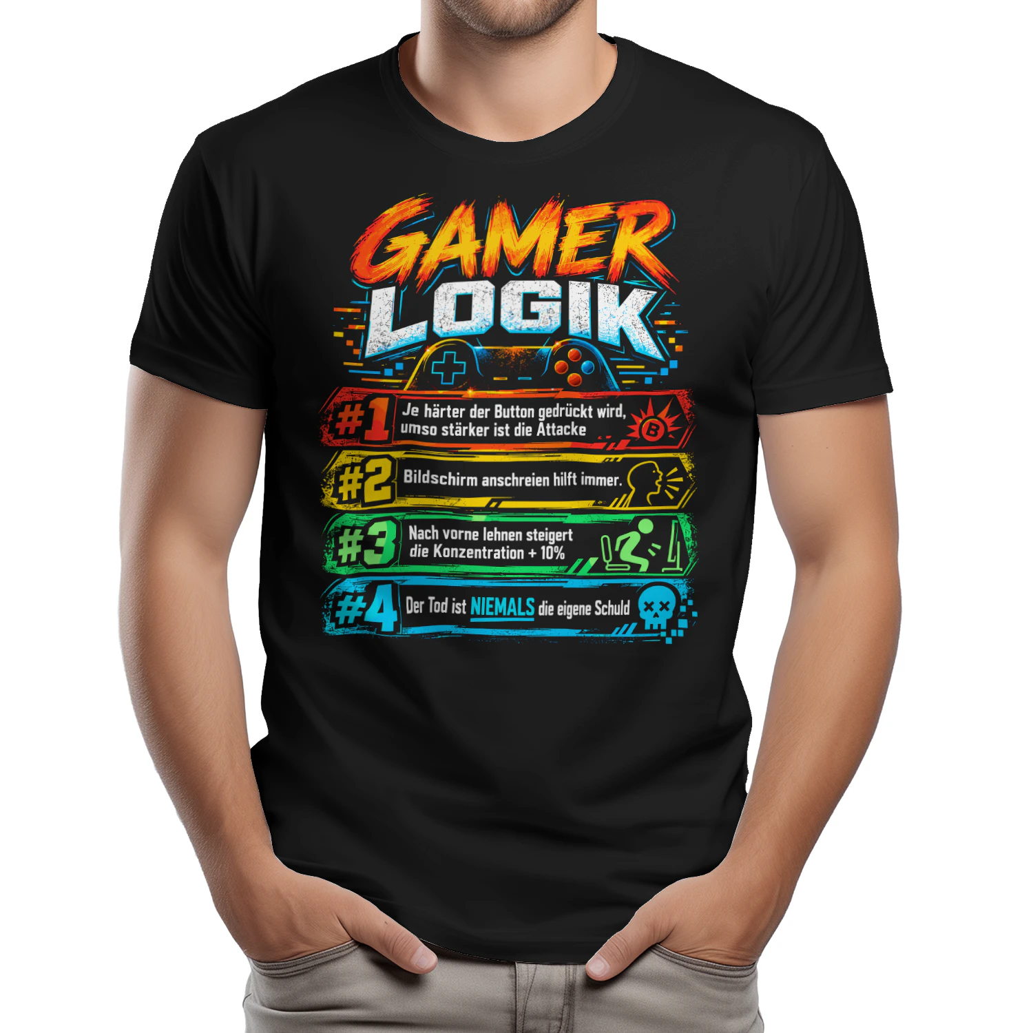 Gamer Logik Computer PC Controller Gamer Jungen Zocker T-shirt
