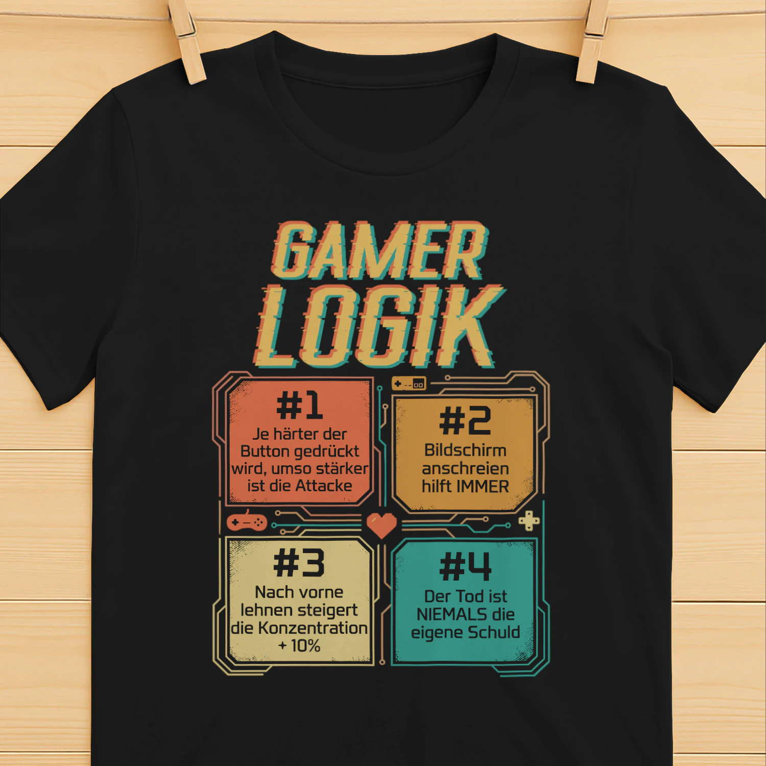 Gamer Logik Computer PC Controller Gamer Jungen Zocker T-shirt