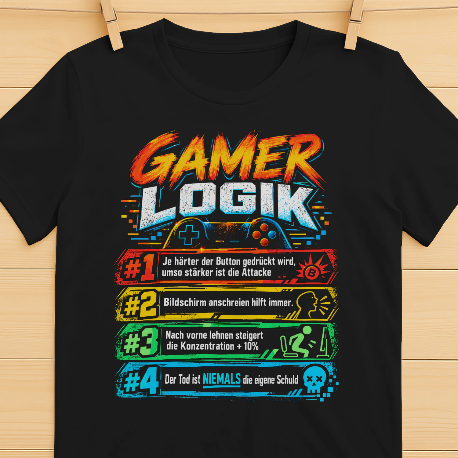 Gamer Logik Computer PC Controller Gamer Jungen Zocker T-shirt