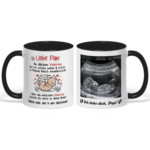 Personalisierter zweifarbiger Becher für werdende Väter | Geschenk zum ersten Vatertag für werdende Väter | Personalisierter Kaffeebecher mit Ultraschallbild 4