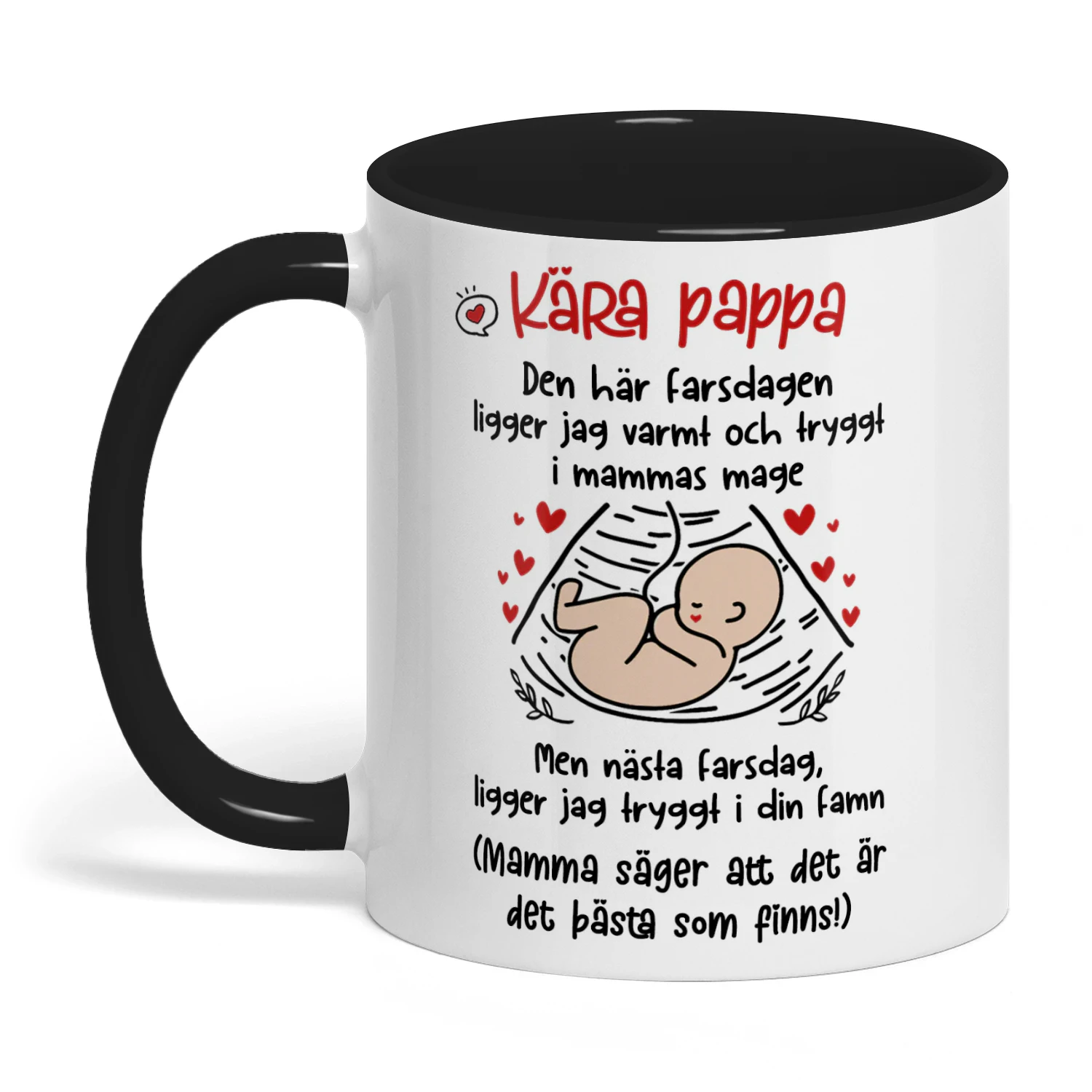 Personlig Tvåfärgad Mugg till Blivande Pappa | Present till Första Fars Dag | Kaffemugg med Ultraljudsbild