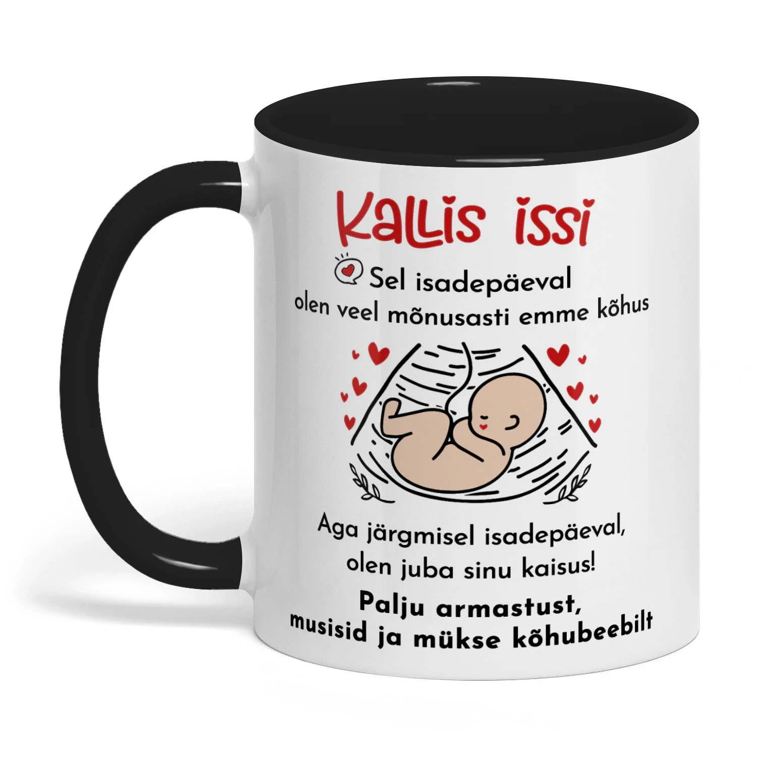 Personaalne Kahevärviline Kruus Tulevasele Isale | Esimene Isadepäeva Kingitus | Kohvikruus Ultrahelipildiga