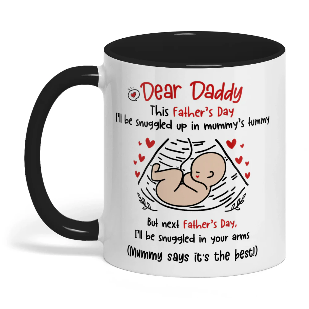 Personalized Dad To Be Two Tone Mug with Ultrasound Photo | First Father’s Day Gift for Expectant Dad | Custom New Daddy Coffee Mug