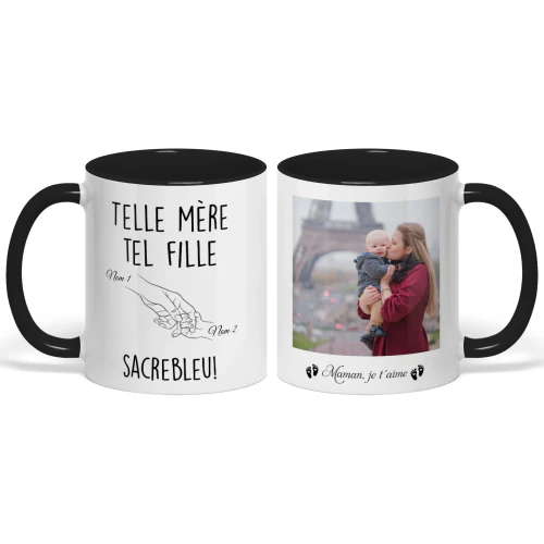 Mug Bicolore Personnalisé Pour Nouvelle Maman | Cadeau Fille Humoristique Pour La Première Fête des Mères | Telle Mère Telle Fille