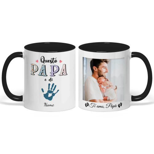 Tazza Bicolore Personalizzata Per Neo Papà | Regalo Personalizzato Per La Prima Festa Del Papà | Questo Papà Appartiene A