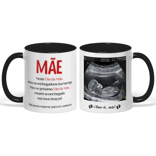 Caneca bicolor personalizada para futura mãe | Primeiro presente do Dia da Mãe para grávida | Caneca com ecografia – Ver 2 Copy