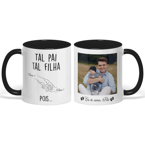 Caneca Bicolor Personalizada Para Papai De Primeira Viagem | Presente Divertido Do Primeiro Dia Dos Pais | Tal Pai Tal Filha