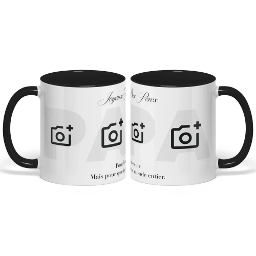Mug bicolore personnalisé pour papa première fois | Cadeau spécial pour la première fête des pères | Pour le monde tu n'es peut-être qu'une personne, mais pour moi tu es le monde entier