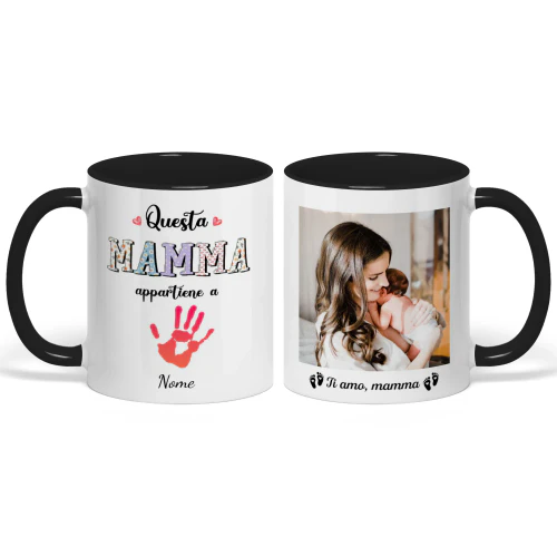 Tazza Bicolore Personalizzata Per Neo Mamma | Regalo Personalizzato Per La Prima Festa della Mamma | Questa Mamma Appartiene A