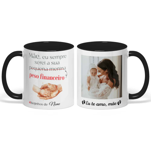 Caneca Bicolor Personalizada Para Mãe de Primeira Viagem | Presente Engraçado Para o Primeiro Dia das Mães | Sempre serei seu fardo financeiro