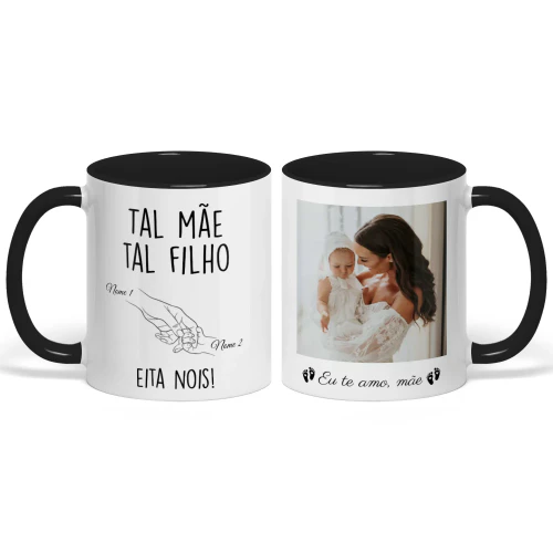 Caneca Bicolor Personalizada Para Mãe de Primeira Viagem | Presente Engraçado De Filho Para o Primeiro Dia das Mães | Tal Mãe Tal Filho