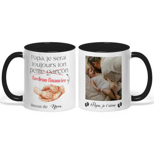Mug bicolore personnalisé pour papa première fois | Cadeau pour la première fête des pères du nouveau papa | Je serai toujours ton fardeau financier